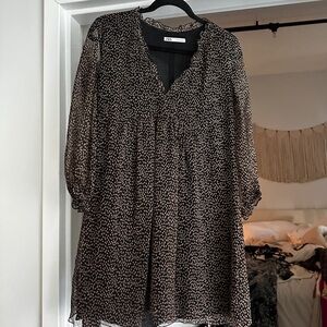 Zara Printed Long Sleeve Mini Dress